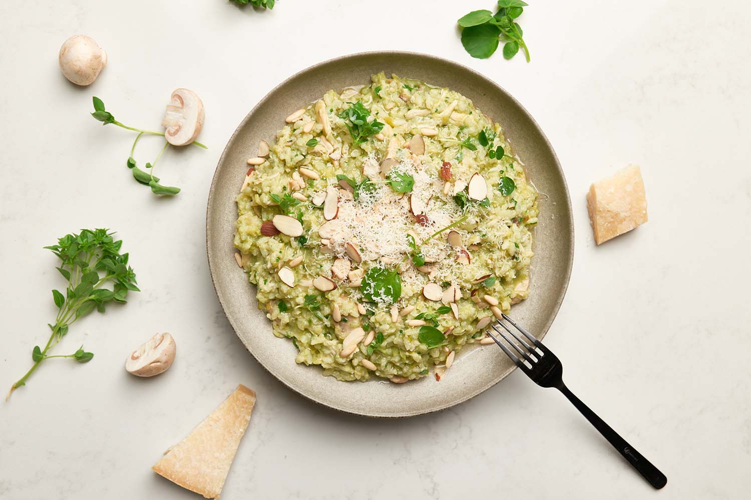 Chicken bone broth risotto
